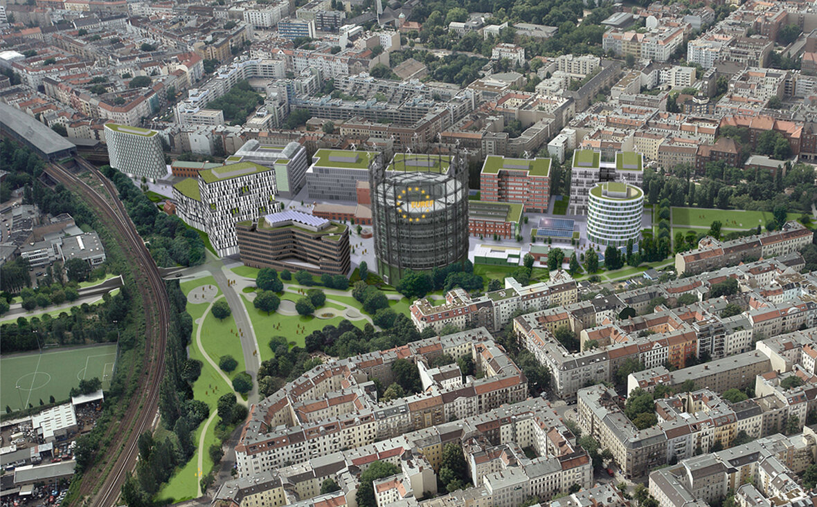 Tomorrow’s construction already a reality:  Inverted green roof for office building on the EUREF Campus