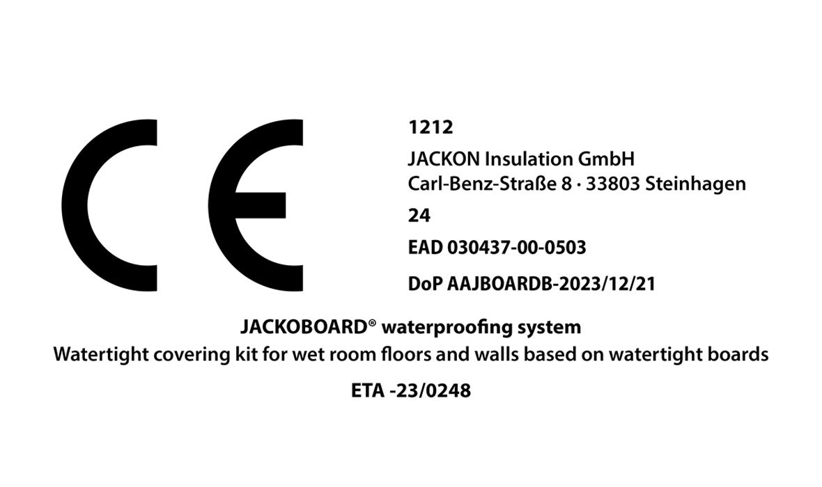 Safe sealing in the shower area made easy:  JACKOBOARD® waterproofing system with ETA certification