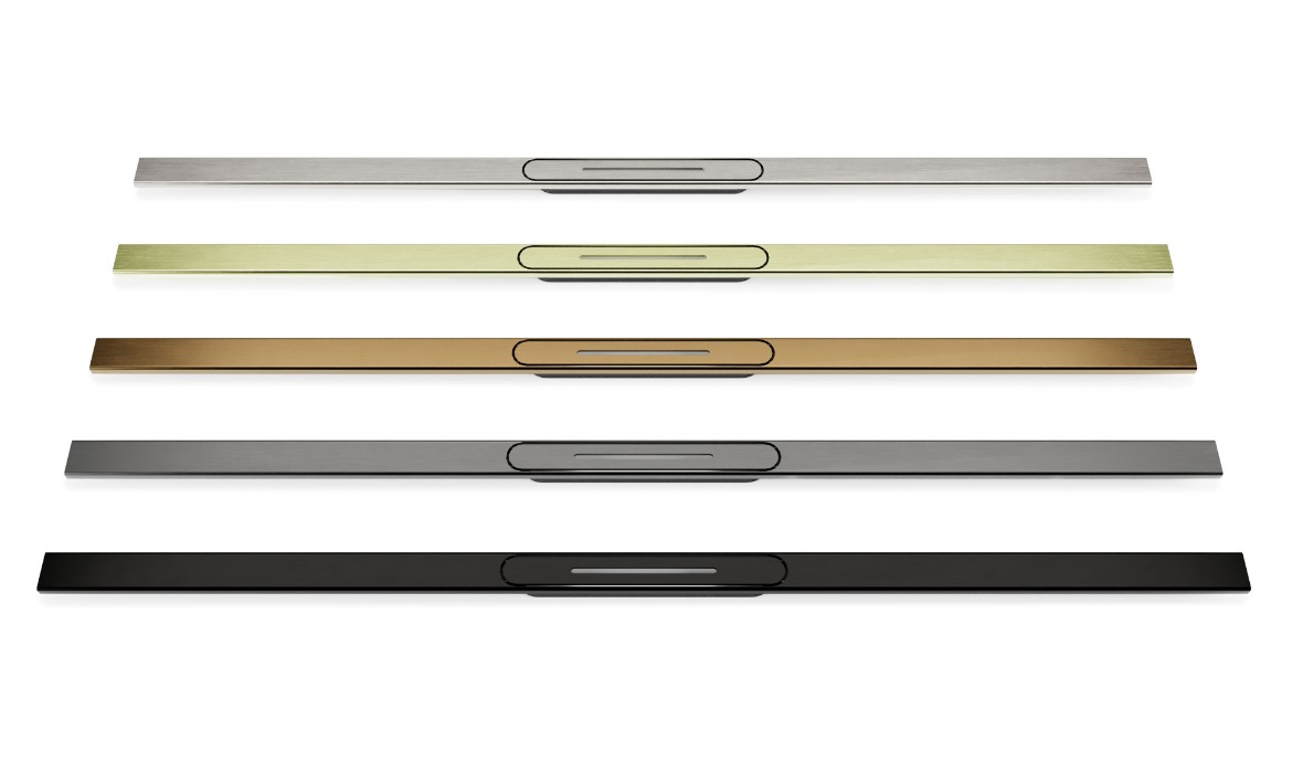 JACKOBOARD® Aqua Color&Cut: Tileable Shower Element with a Shortenable Stainless Steel Channel in Attractive Colours and a Slim